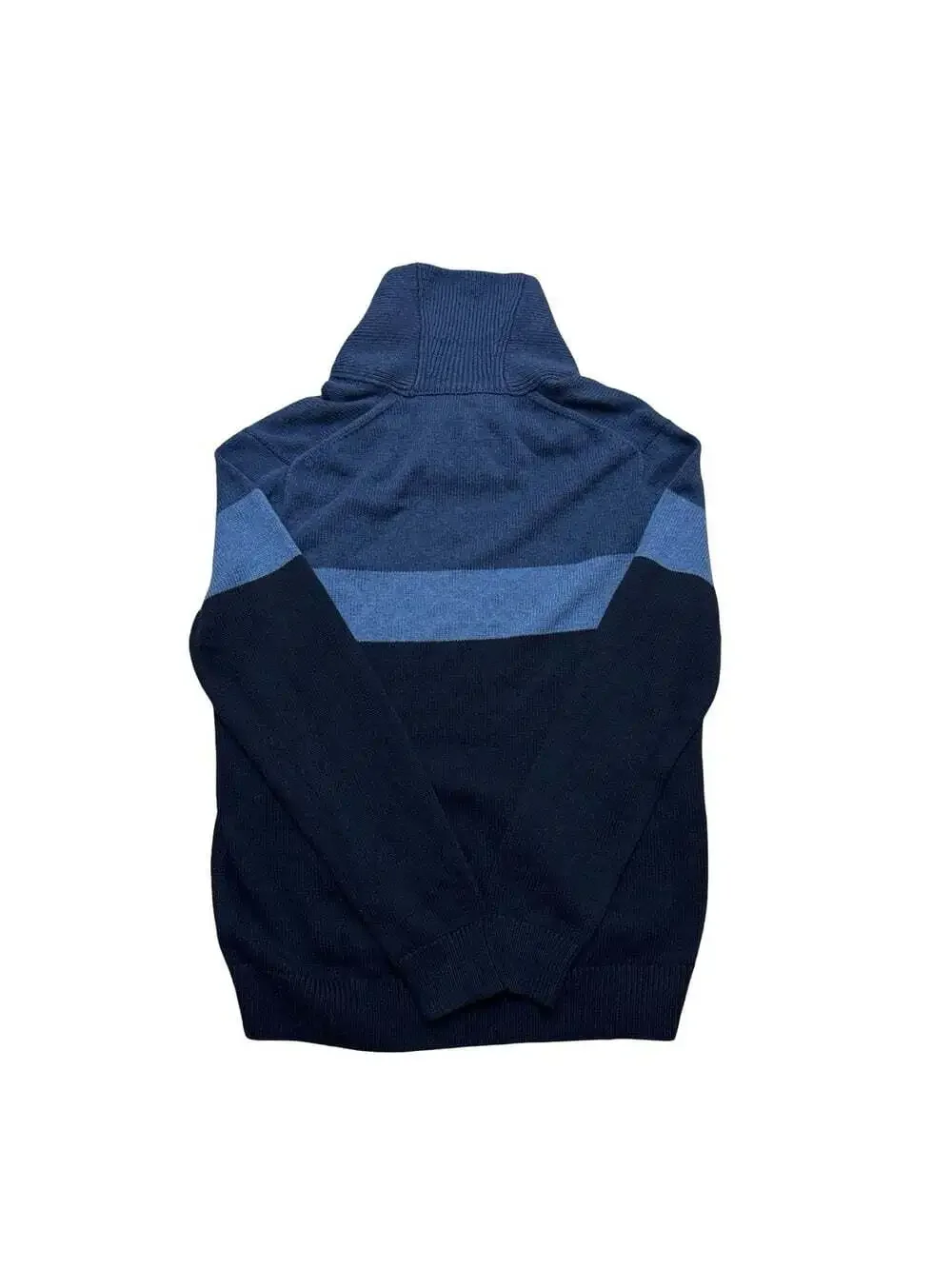 Banana Republic Knit Sweater Men’s M Blue Colorblock Mock Neck Button Pullover
